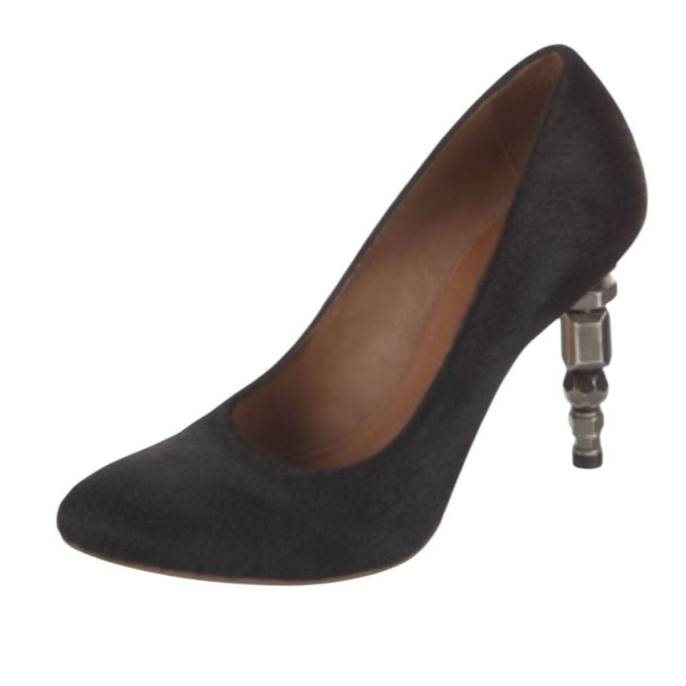 All Saints Pony Hair Steampunk Hardware Heel Black Pumps Punk, Grunge , Goth‎